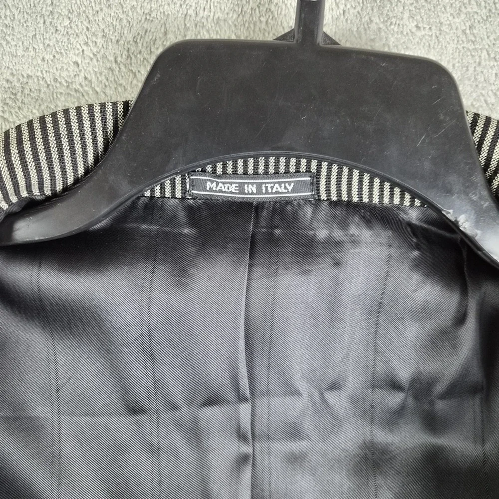 Zanetti Blazer Jacket Vest Grey Black Stripe Moda Biella Extra Fine Merino Italy